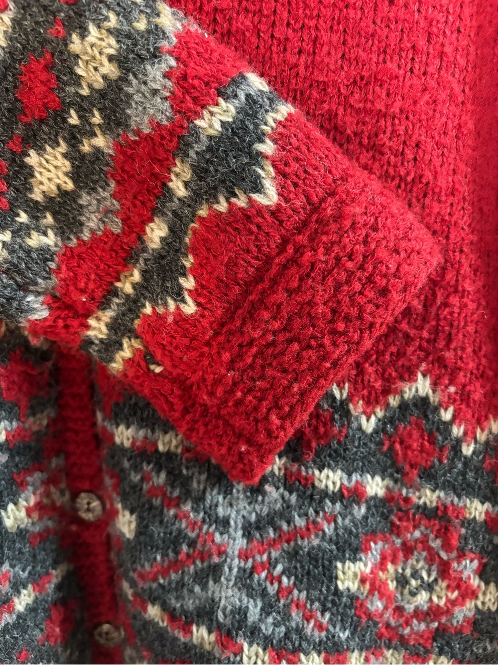 Hunt Club Red wool blend Patterned Button-Front Cardigan - Picture 3 of 5